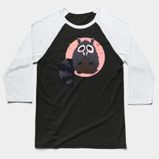 Kawaii Silly Sitting Raccoon Baseball T-Shirt